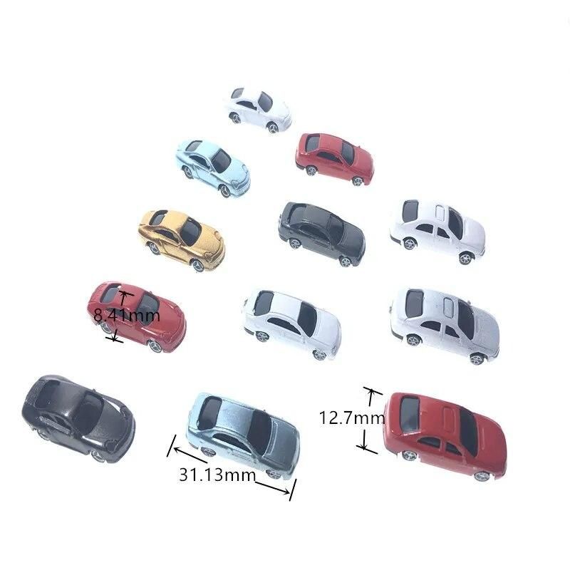 100pcs 1:150 Scale Architecture ABS Plastic Model Painted Car Toys Miniature Color Cars For Diorama Model Buildings Making Kits