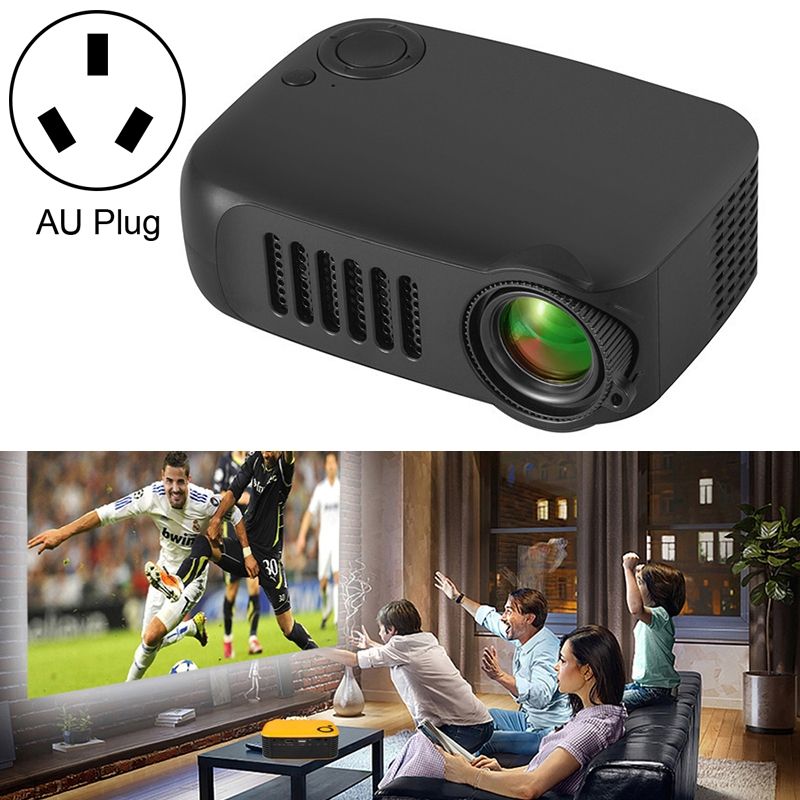 A2000 1080P Mini Portable Projector Children Projector, AU Plug(Black)