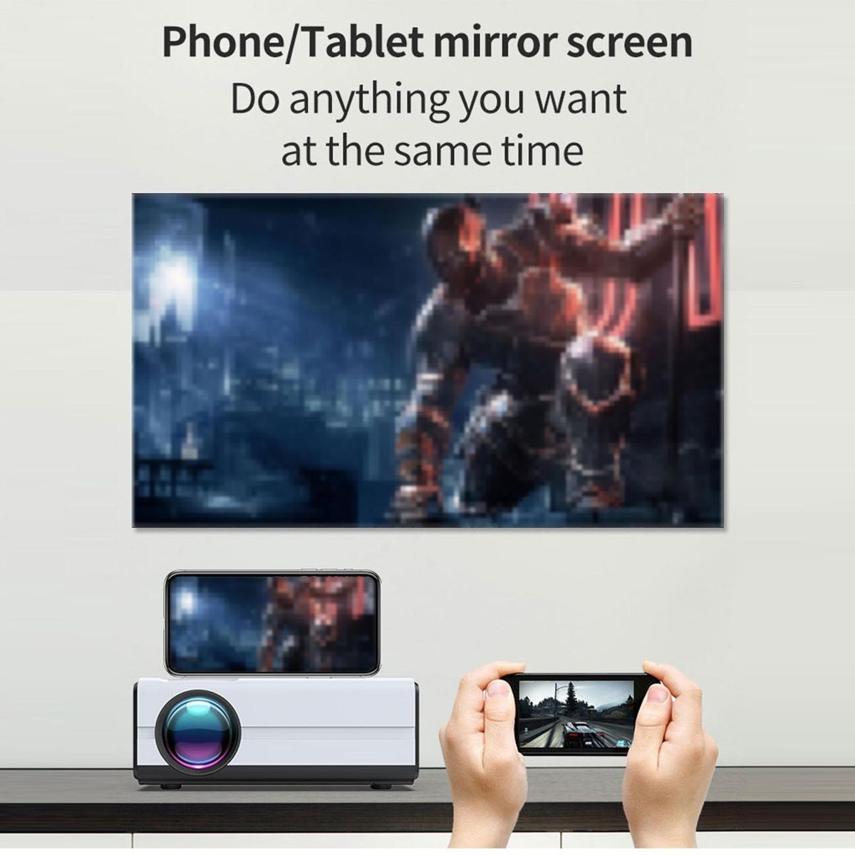 1080P Smart Projector 2.4G WiFi 2200 Lumens Multimedia Built-in Speaker 3.5 inch TFT LCD Display Portable Home Theater Video Movie Projector Compatible with Smartphone TV Stick Laptop AU Plug