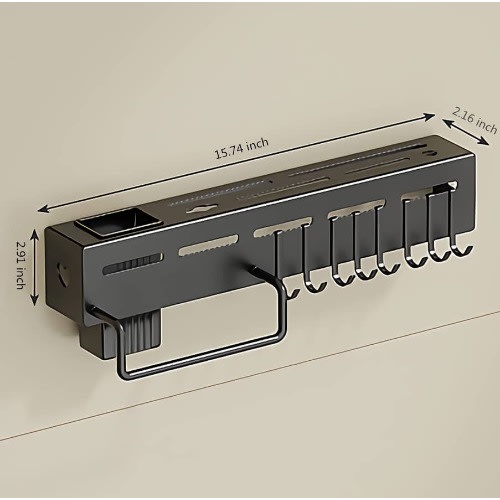 Wall Mounted Knife Cutlery Holder Kitchen Rack With Hooks
