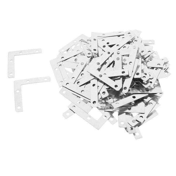 100 Pieces Metal L Shape Corner Brace Plate Right Angle Photos Silver
