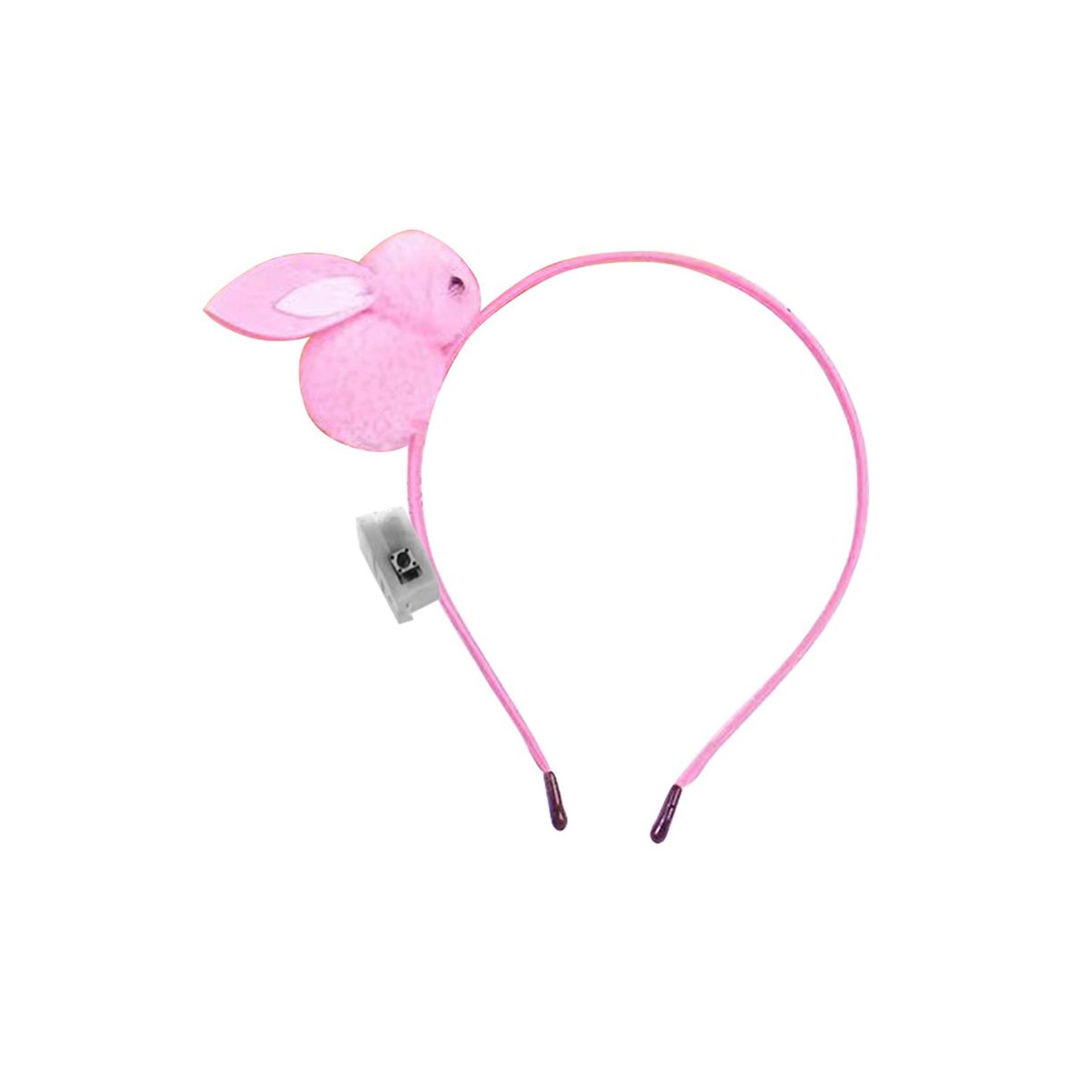 Girls Headband Lovely Plush Bunny Decor LED Glowing Headband Pink