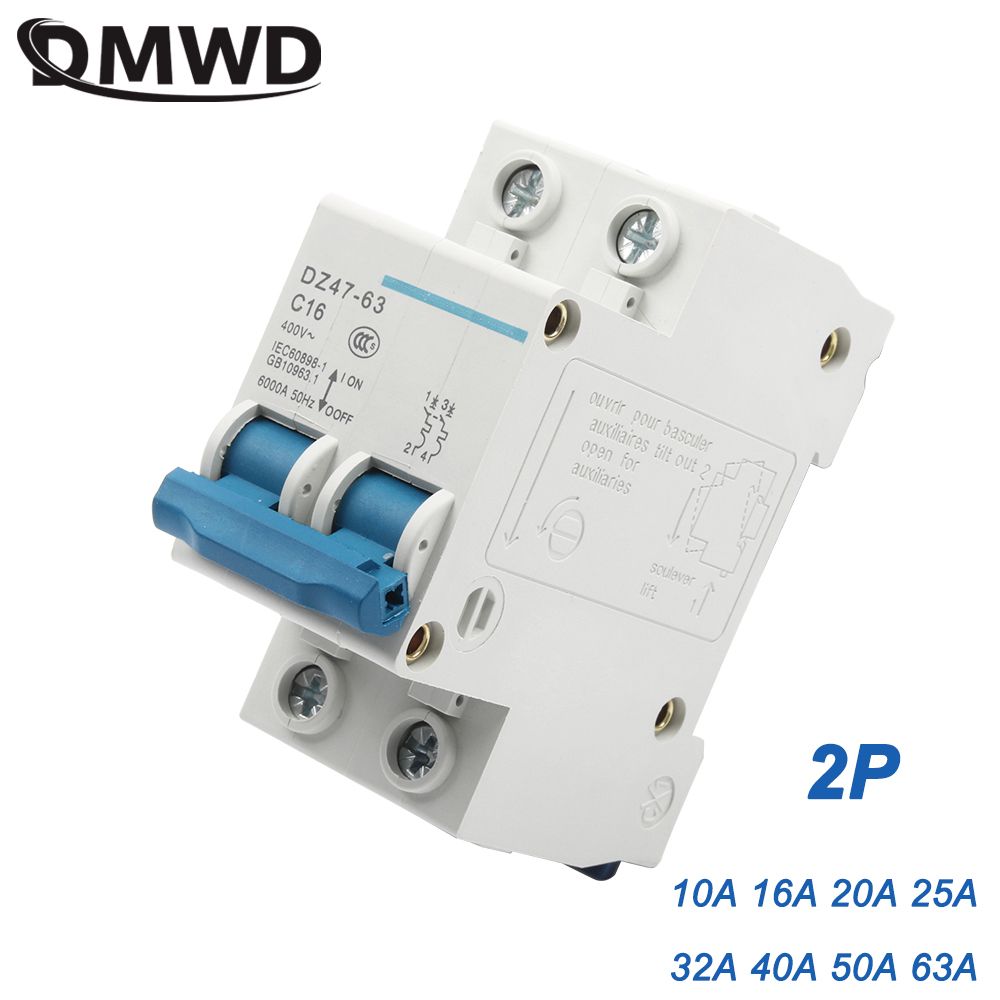 DZ47-63 6A 10A 16A 2P AC 230V Or 400V 20A 25A 32A 40A 50A