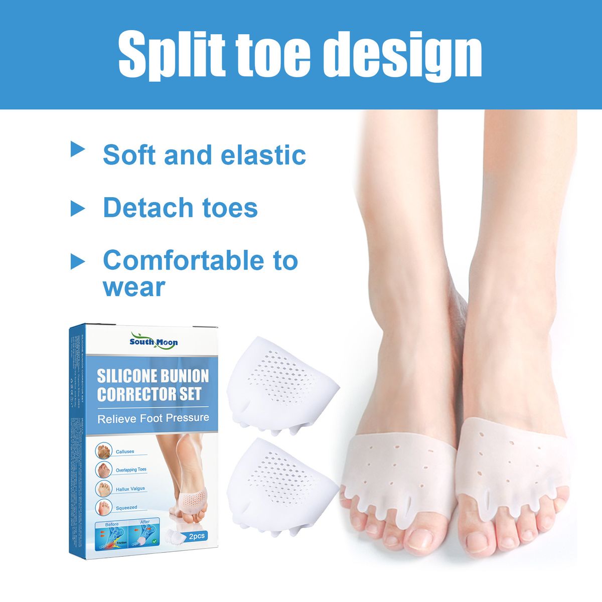 Silicone Bunion Toe Corrector Straightener Pain Relief
