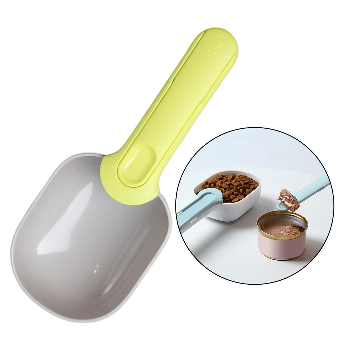 Portable Pet Feeder Spoon Cat Dog Food Shovel With Sealing Gray Green