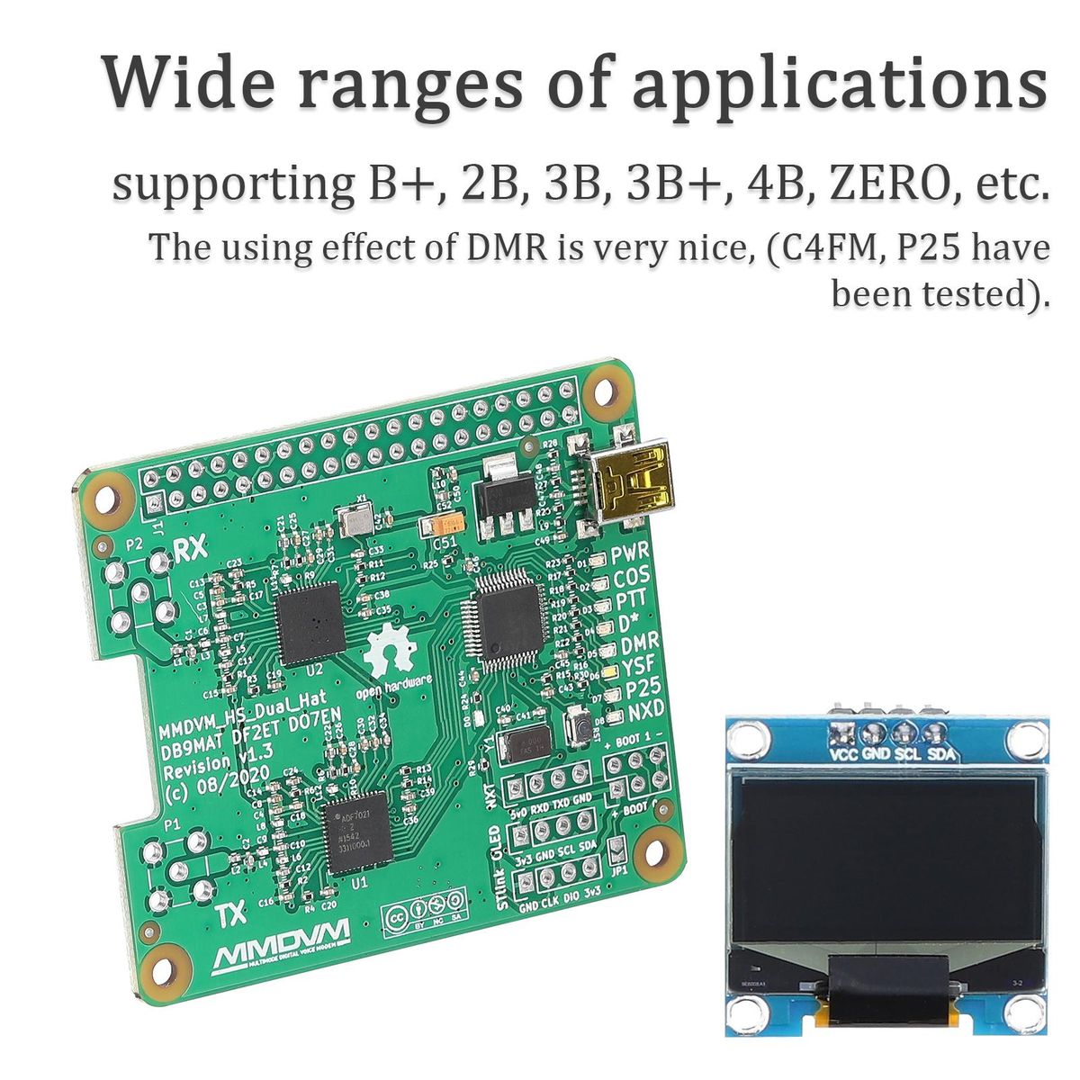 MMDVM Duplex Hotspot Board with OLED Display Support DMR P25 D Star Mini Relay Module Support UHF VHF for Raspberry Pi
