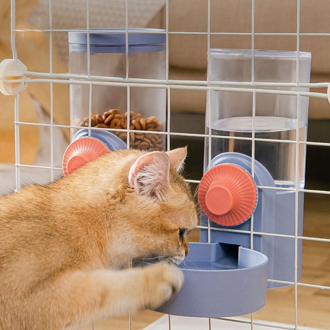 Cage Hanging Automatic Food Water Dispenser Gravity Auto Feeder Purple