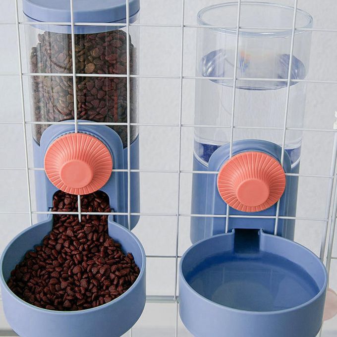 Cage Hanging Automatic Food Water Dispenser Gravity Auto Feeder Purple