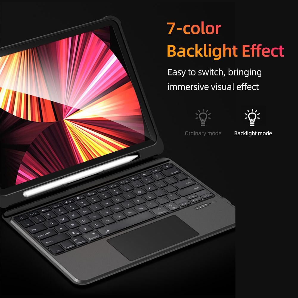 Detachable Tablet BT Keyboard Case with Touchpad Pen Slot Compatible with iPad Pro 12.9'' 2018/2020/2021