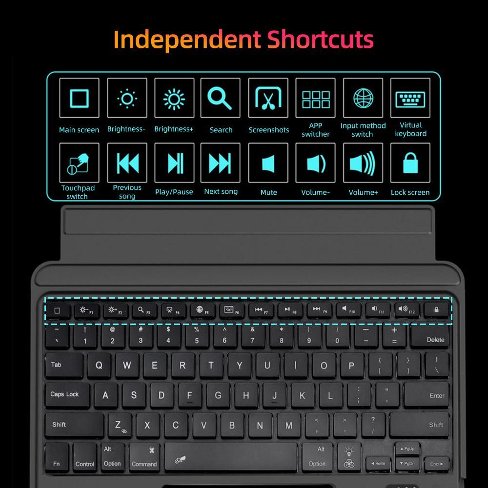 Detachable Tablet BT Keyboard Case with Touchpad Pen Slot Compatible with iPad Pro 12.9'' 2018/2020/2021