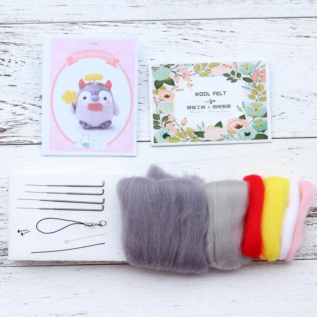 2x Kit Di Base Per Infeltrimento Ad Ago Pinguino Per Principianti Rosa