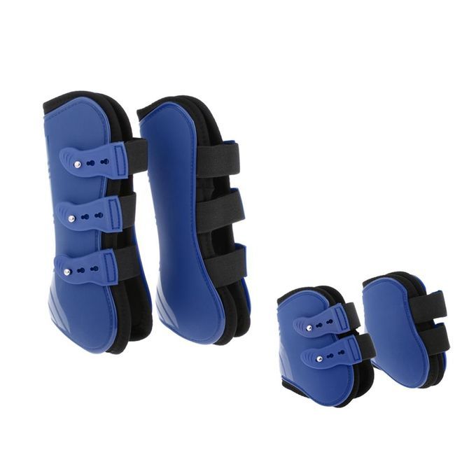 Riding Horse Open Front/Fetlock Boot Set, Sports Equestrian Leg Blue