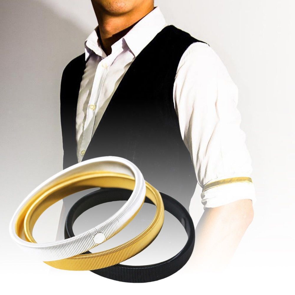 1pc Unisex Stretchy Elastic Metal Sleeve Garters Mens Elast