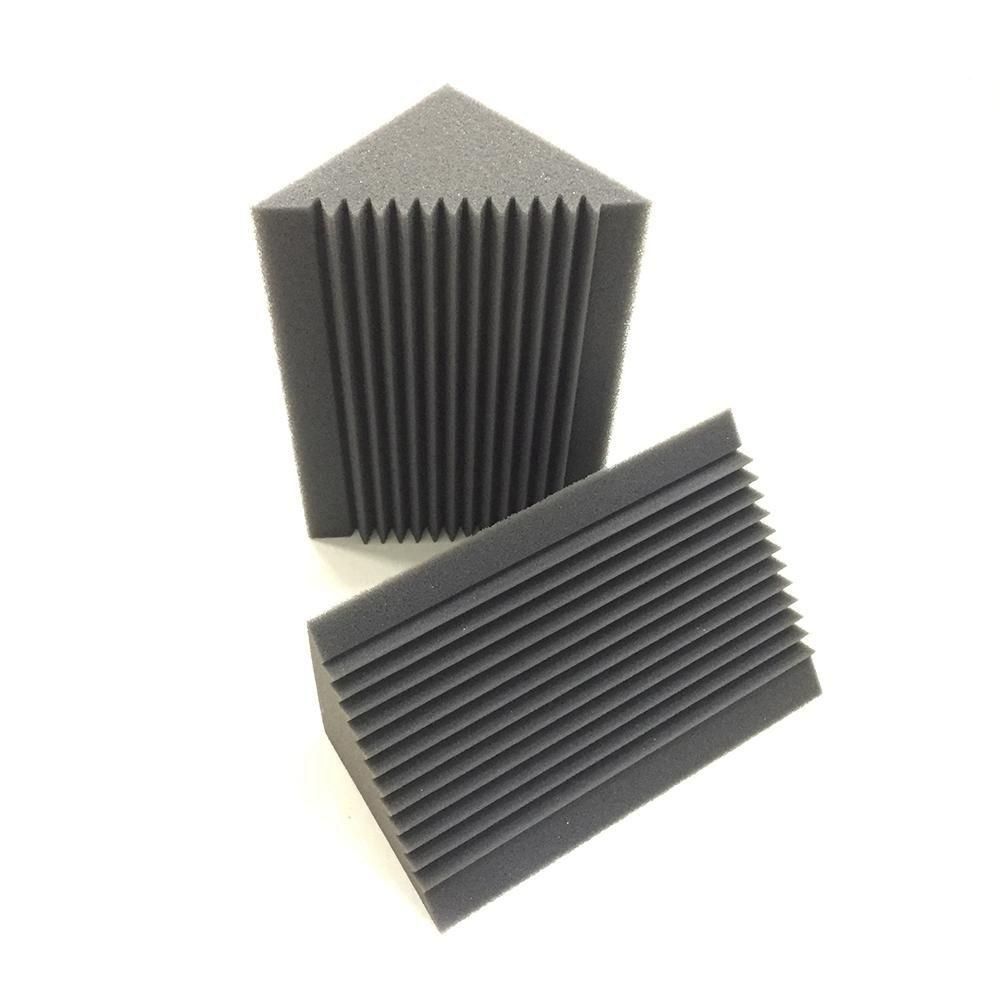 6 PCS Acoustic Foam CharcoalBlack Bass Trap Sound Absorption Studio Soundproofing Corner Wall 12 x 12 x 24 cm