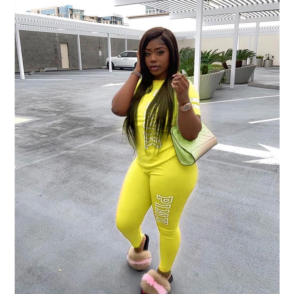 K8101 Independent Station Women's Fashion Casual Letter Printed Two-Piece Suit