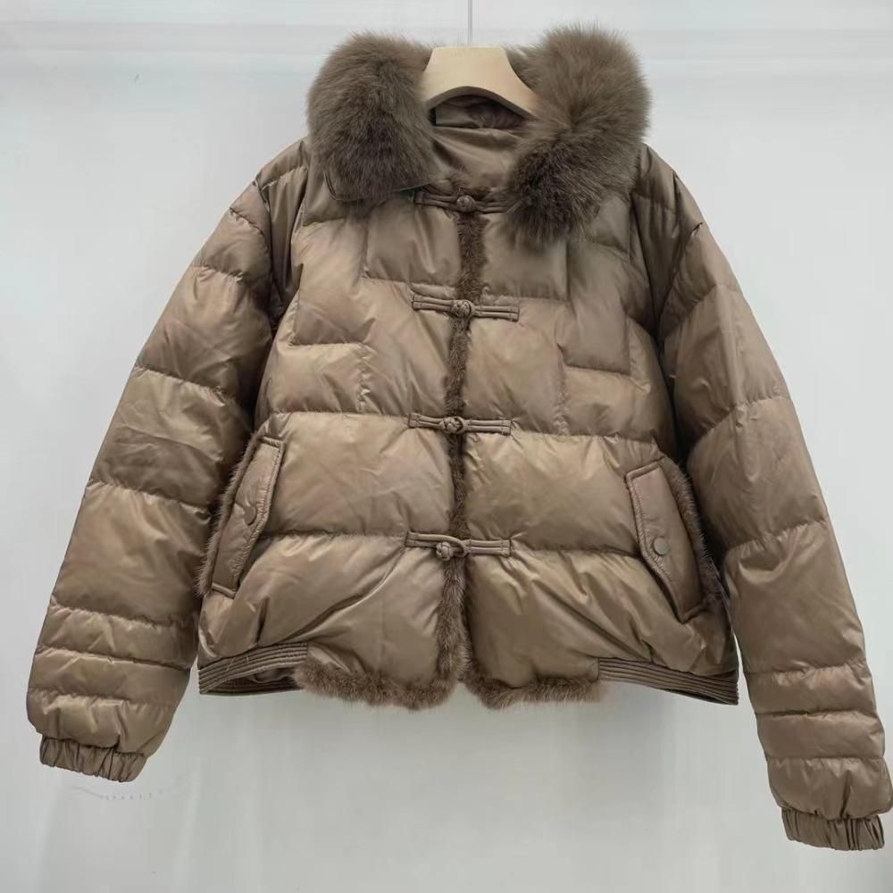 Small Fragrant Wind Button Slim Fit Korean Version Short Foreign Style Down Coat