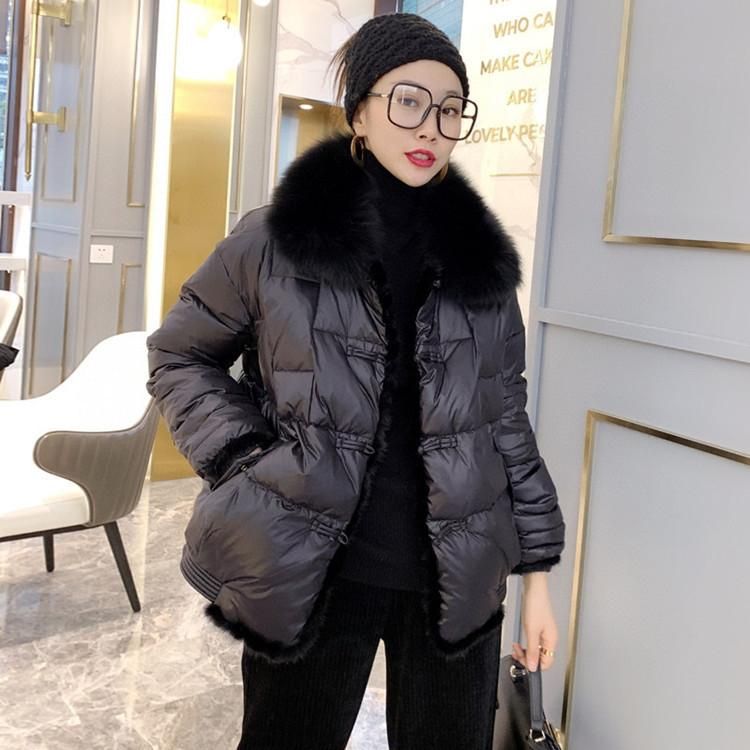 Small Fragrant Wind Button Slim Fit Korean Version Short Foreign Style Down Coat