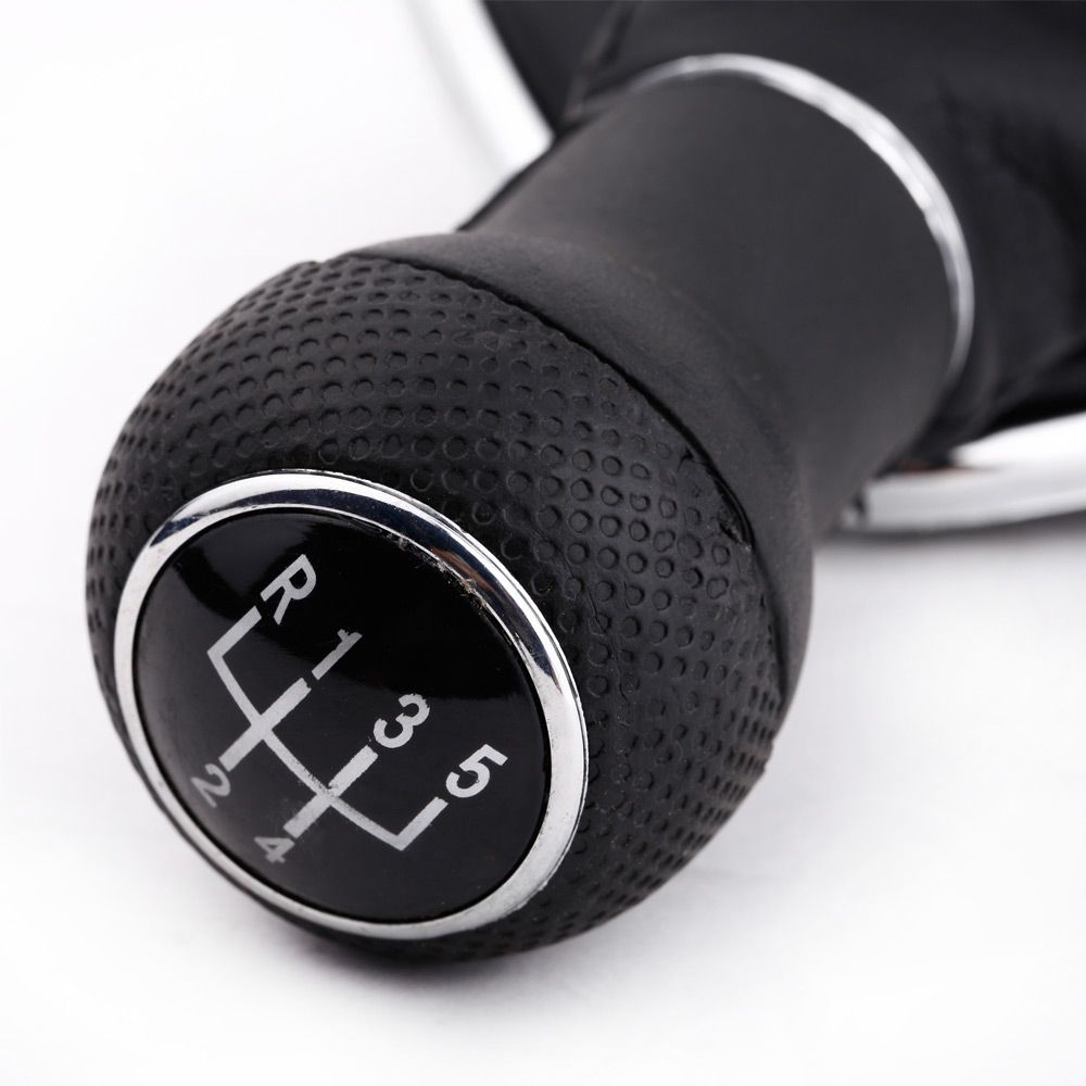 New 5 Speed Gear Shift Knob Gaitor Boot Black PU Leather For