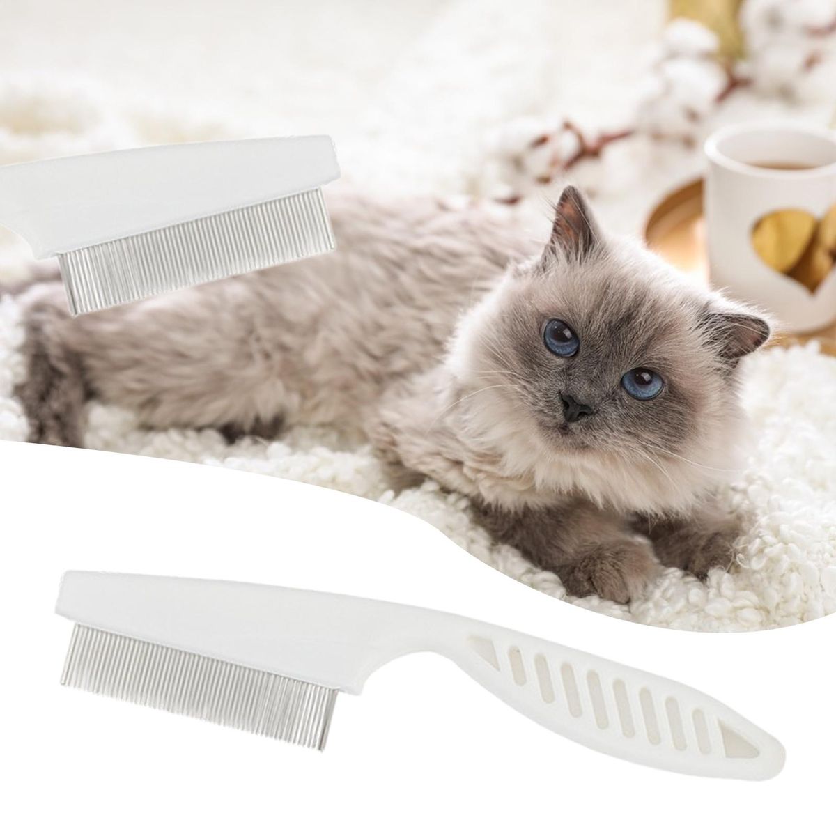 Cat Grooming Brush Pet Cat Dog Hair Grooming Comb White