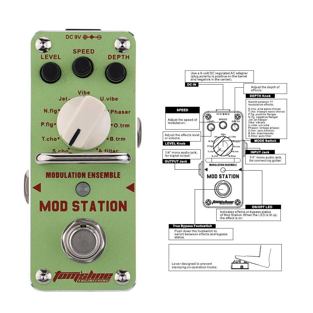 AROMA AMS-3 Mod Station Modulation Ensemble Electric Guitar Effect Pedal Mini Single Effect with True Bypass