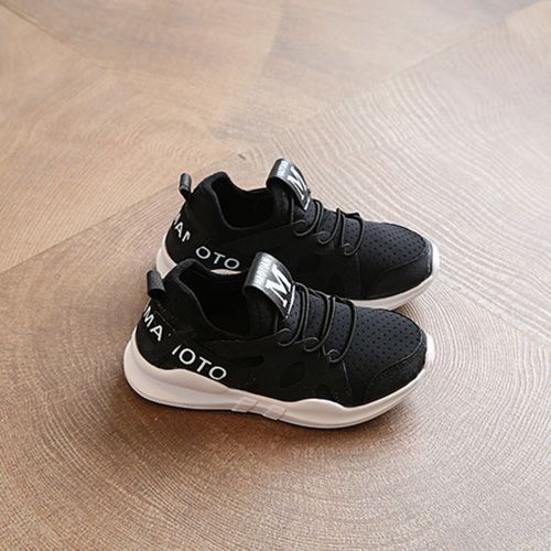 Children's Casual Breathable Mesh Boys Girls Student Running Sports Shoes Black