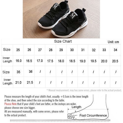 Children's Casual Breathable Mesh Boys Girls Student Running Sports Shoes Black