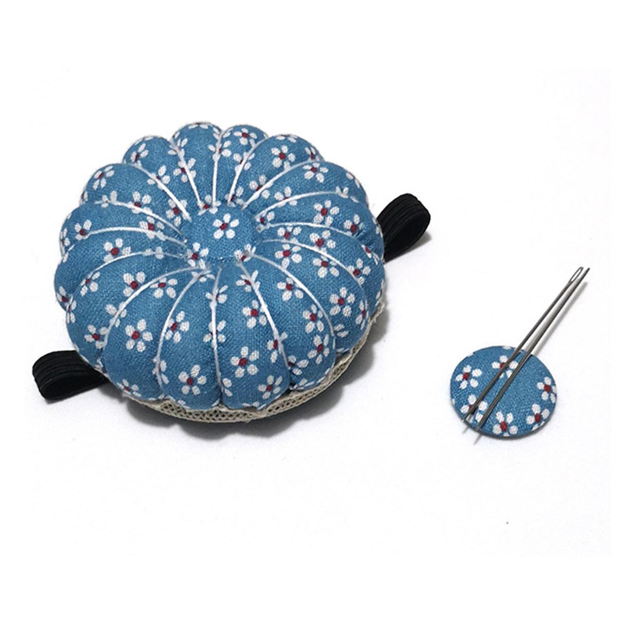 2-in-1 Wrist Pin Cushion Pumpkin Sewing Magnetic Needles Holder Blue