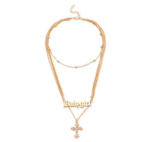 Ladies Babygirl Cross Pendant Necklace