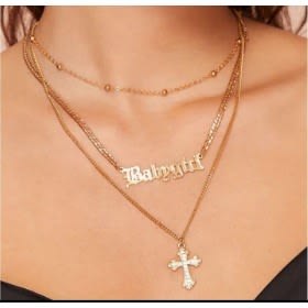 Ladies Babygirl Cross Pendant Necklace
