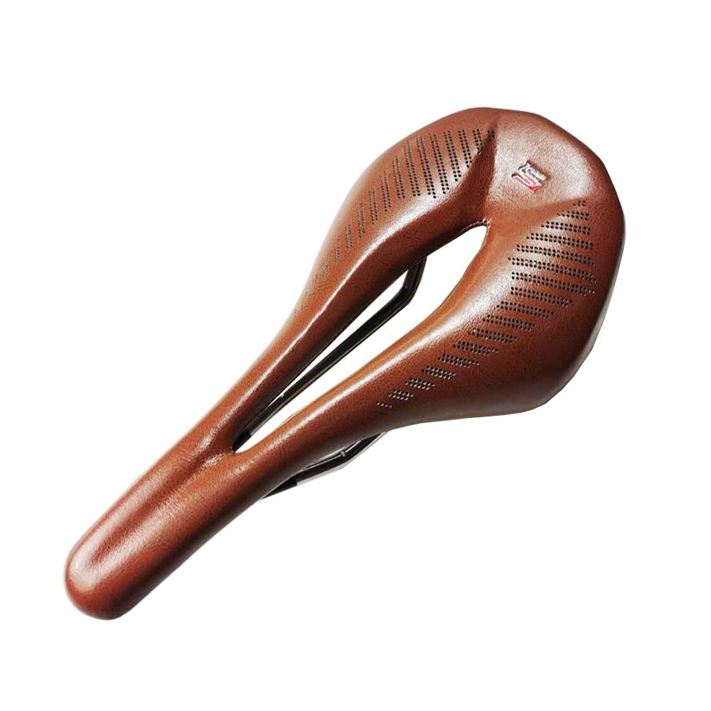 Yoursbike SENCE Brown Imitation Leather Hollow Breath Light Weight Racing Bike Saddle