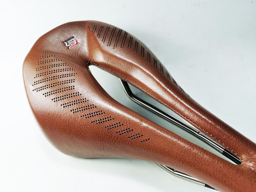 Yoursbike SENCE Brown Imitation Leather Hollow Breath Light Weight Racing Bike Saddle