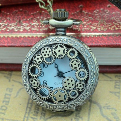 Butterfly Stainless Steel Pocket Fob Watch Quartz