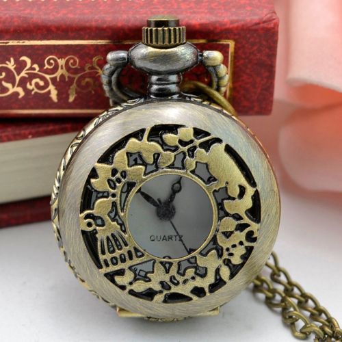 Butterfly Stainless Steel Pocket Fob Watch Quartz