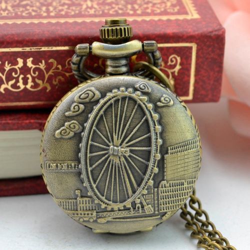 Butterfly Stainless Steel Pocket Fob Watch Quartz