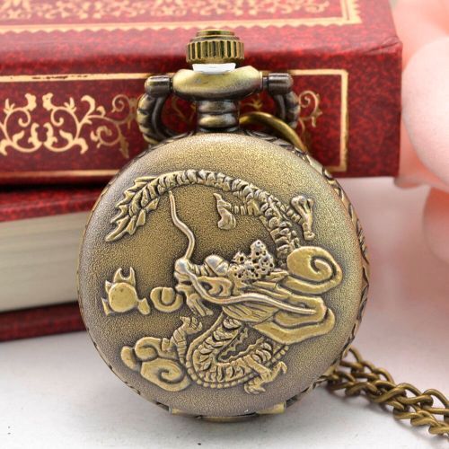 Butterfly Stainless Steel Pocket Fob Watch Quartz