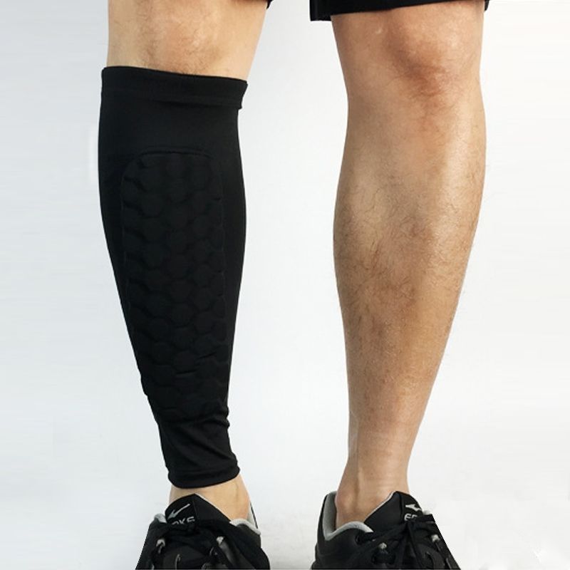 Football Anti-collision Leggings Outdoor Basketball Riding Mountaineering Ankle Protect Calf Socks Gear Protecter(Black Size: L)