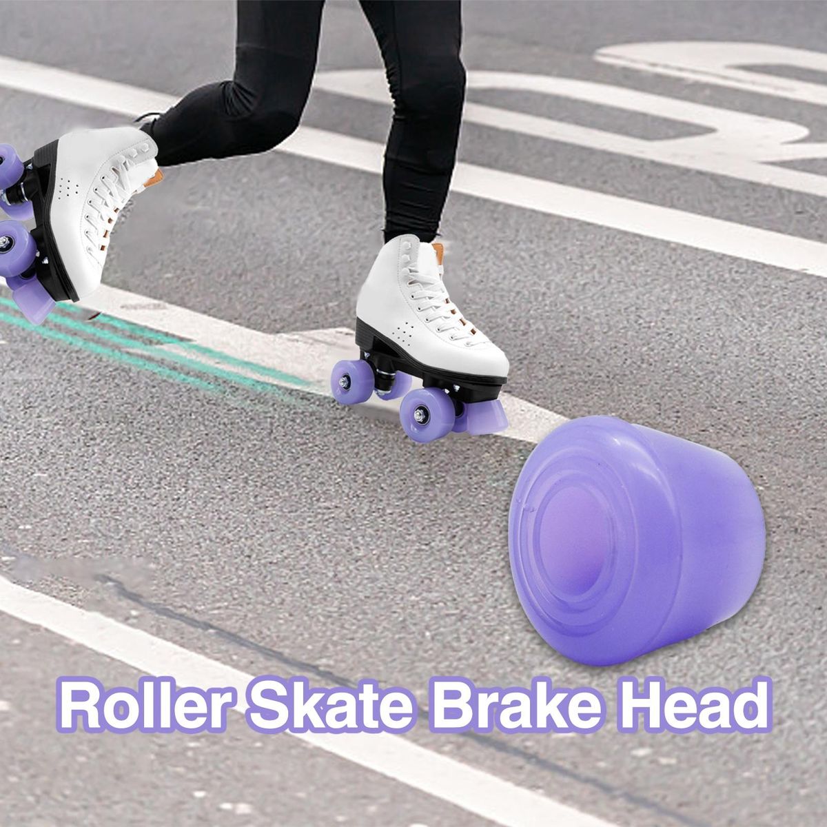 2Pcs Skate Wheels Double-Row Roller Skating Brake Jam Plugs Purple