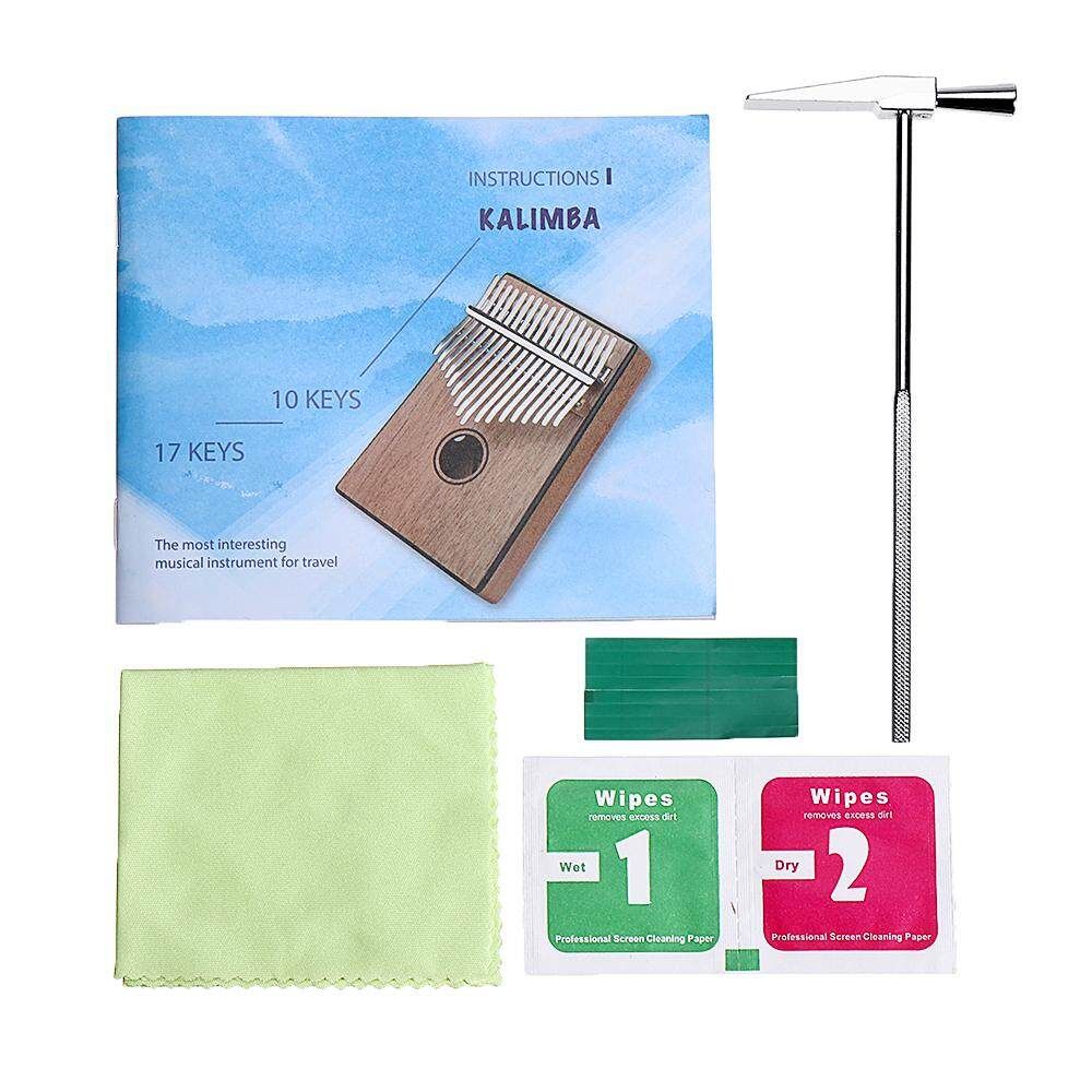 17-Key Transparent Thumb Piano Acrylic Material Cute Cat-Shaped With Carry Bag Note Stickers Cleaning Cloth Silver