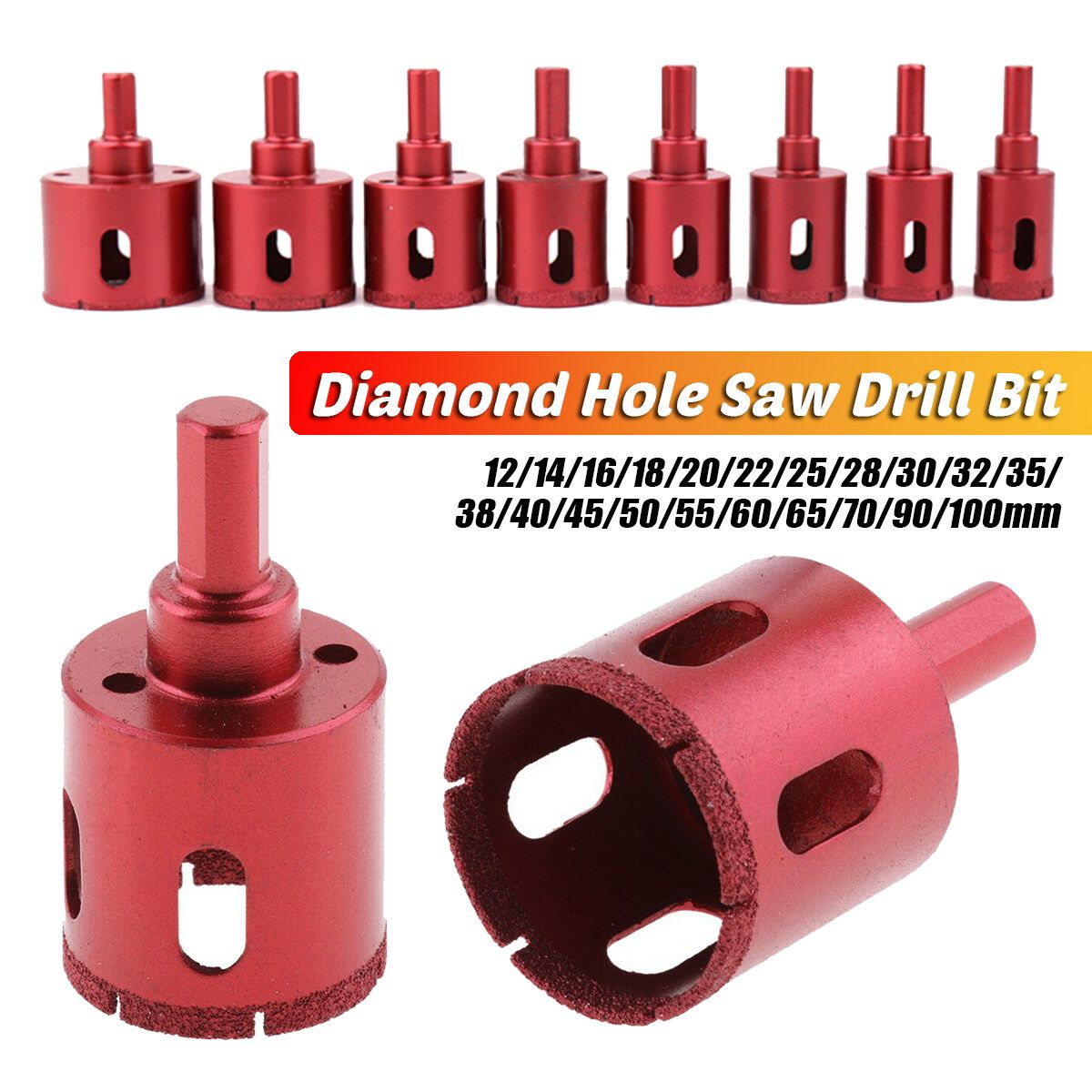 12-100mm Diamond Hole Drill Core Bits Tile Ceramic Porcelain Marble Glass 25mm