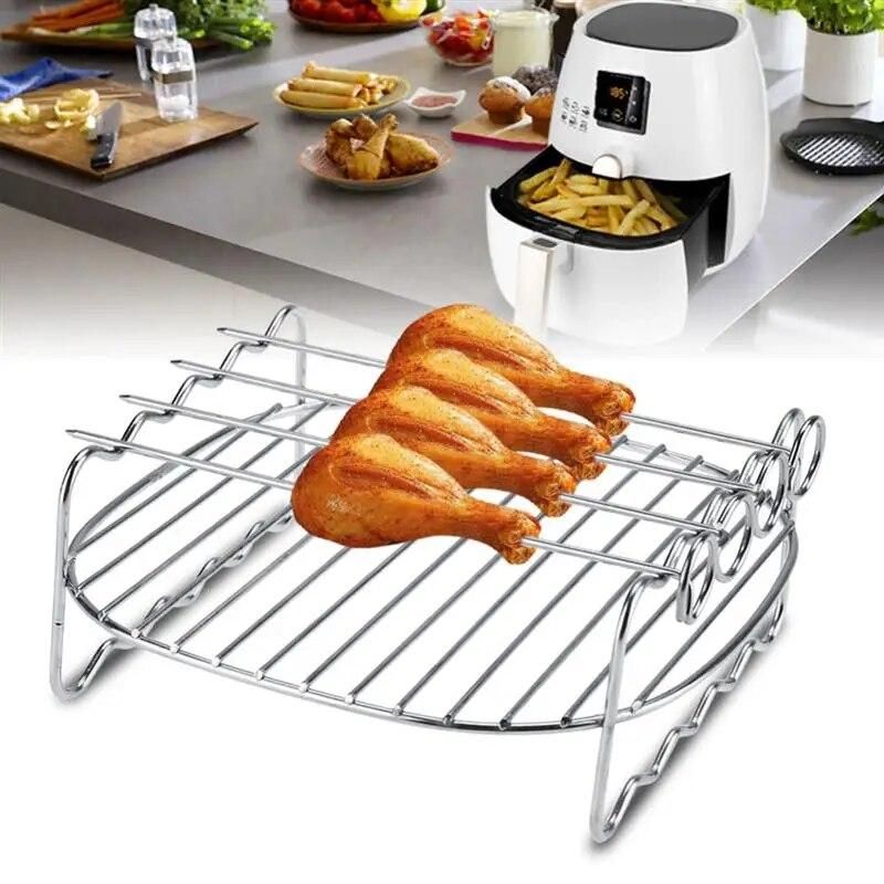 Stainless steel Replacement BBQ Rack Double Layer Skewers Baking Tray For Philips Air Fryer Barbecue Rack Baking Tray