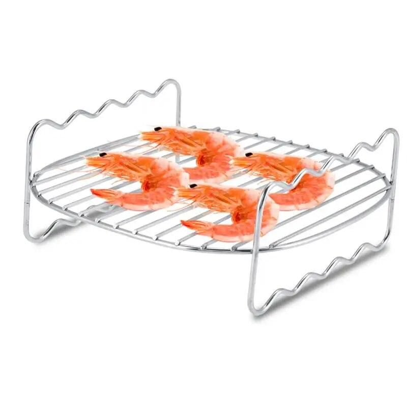 Stainless steel Replacement BBQ Rack Double Layer Skewers Baking Tray For Philips Air Fryer Barbecue Rack Baking Tray