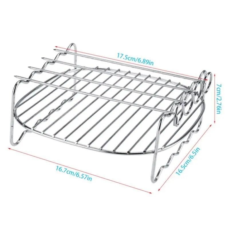 Stainless steel Replacement BBQ Rack Double Layer Skewers Baking Tray For Philips Air Fryer Barbecue Rack Baking Tray