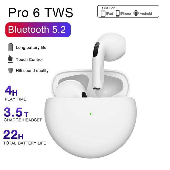 Tws Pro6 Wireless Headphones Bluetooth Earphones Earbuds
