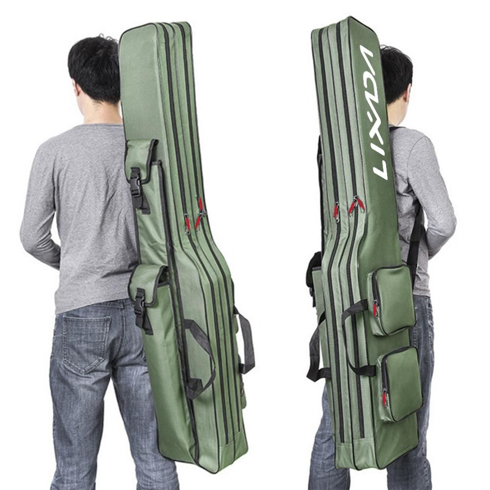 Lixada Two Layer Fishing Bag 130cm Fishing Rod Reel Bag Fishing Pole Gear Tackle Tool Carry Case Carrier Travel Bag Storage Bag Organizer Fishing Cover Bag