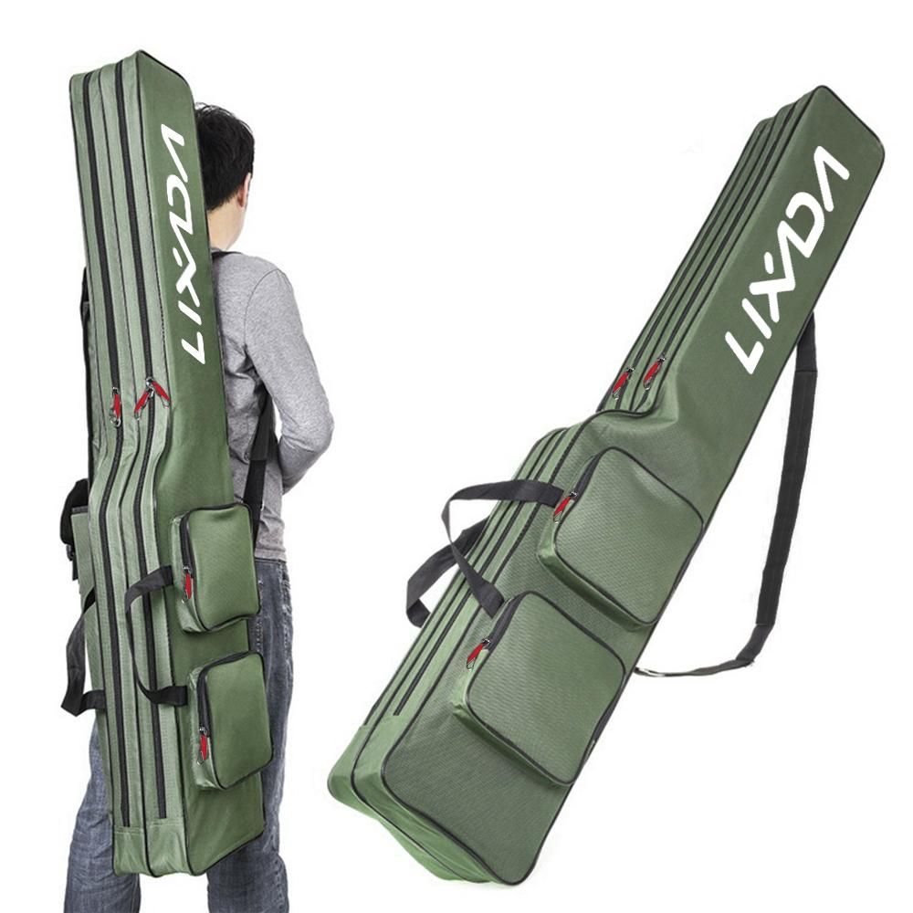 Lixada Two Layer Fishing Bag 130cm Fishing Rod Reel Bag Fishing Pole Gear Tackle Tool Carry Case Carrier Travel Bag Storage Bag Organizer Fishing Cover Bag