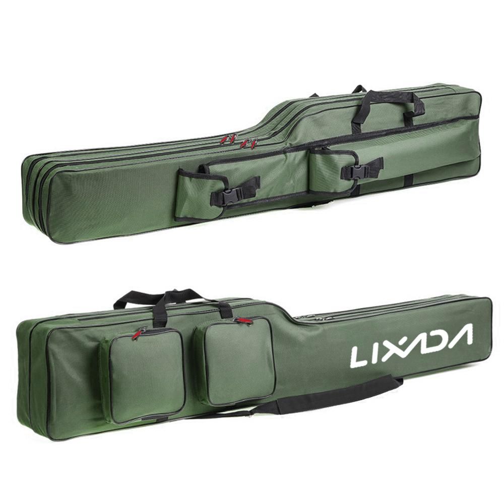 Lixada Two Layer Fishing Bag 130cm Fishing Rod Reel Bag Fishing Pole Gear Tackle Tool Carry Case Carrier Travel Bag Storage Bag Organizer Fishing Cover Bag