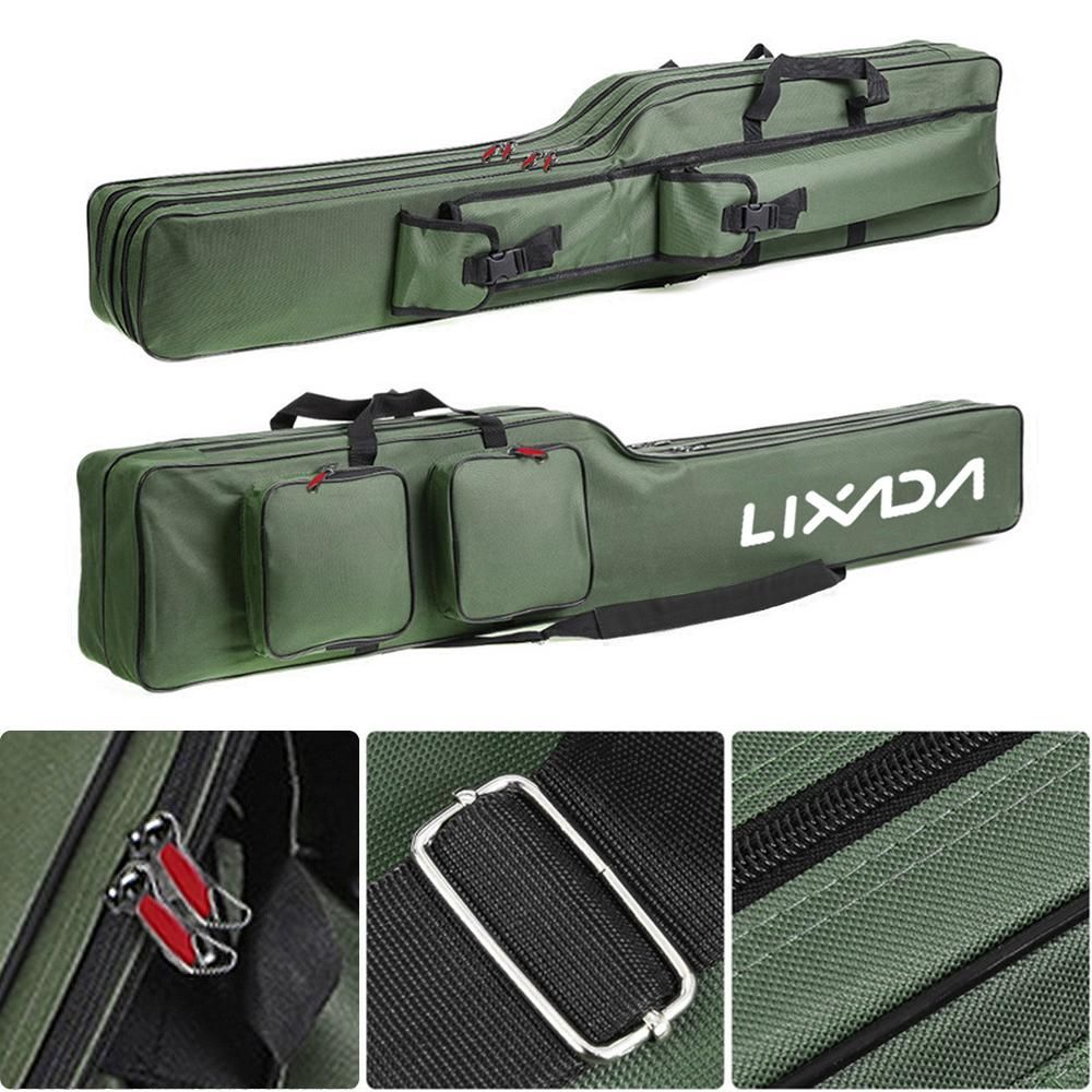 Lixada Two Layer Fishing Bag 130cm Fishing Rod Reel Bag Fishing Pole Gear Tackle Tool Carry Case Carrier Travel Bag Storage Bag Organizer Fishing Cover Bag