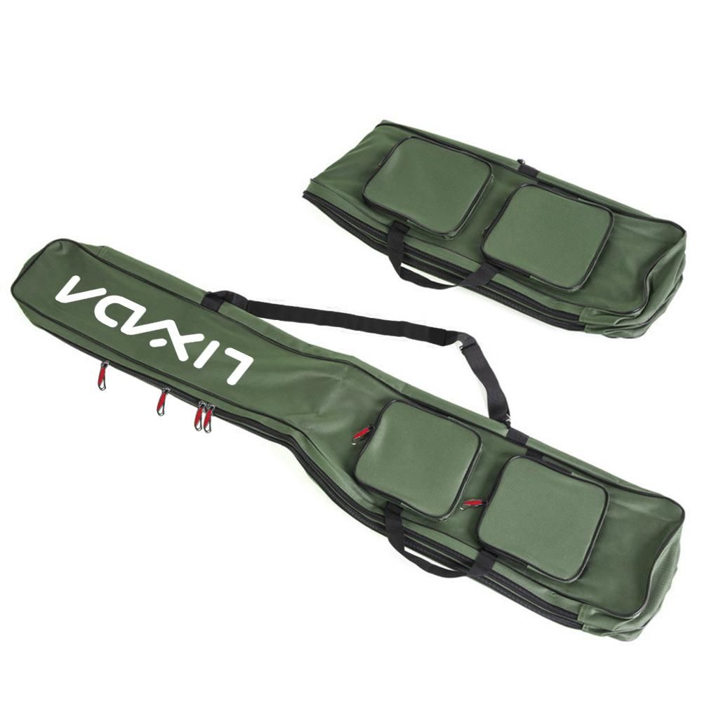Lixada Two Layer Fishing Bag 130cm Fishing Rod Reel Bag Fishing Pole Gear Tackle Tool Carry Case Carrier Travel Bag Storage Bag Organizer Fishing Cover Bag