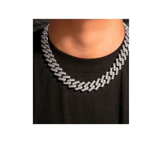 Iced Out Cuban Link Choker Chain - Silver