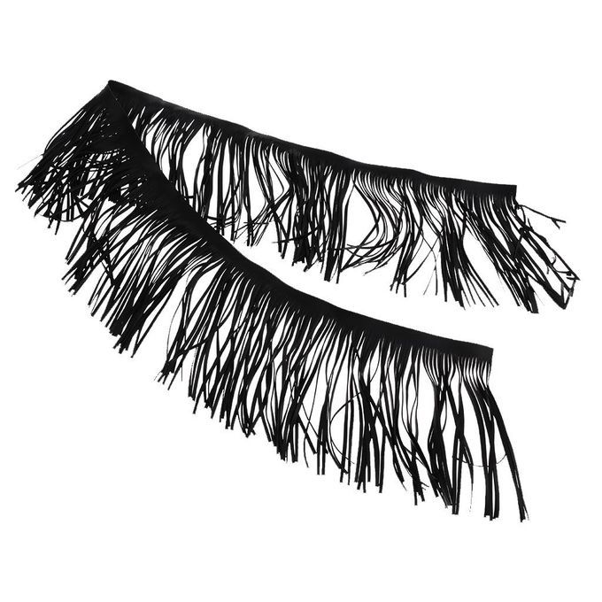 1 Yard/Lot Black Faux Leather Tassel Fringe Trim DIY Clothing